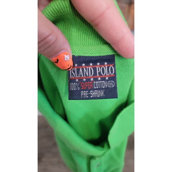 Island Polo Jamaica No Problem Green Embroidered Flag Shirt Men’s XXL 100%... - Picture 3 of 5